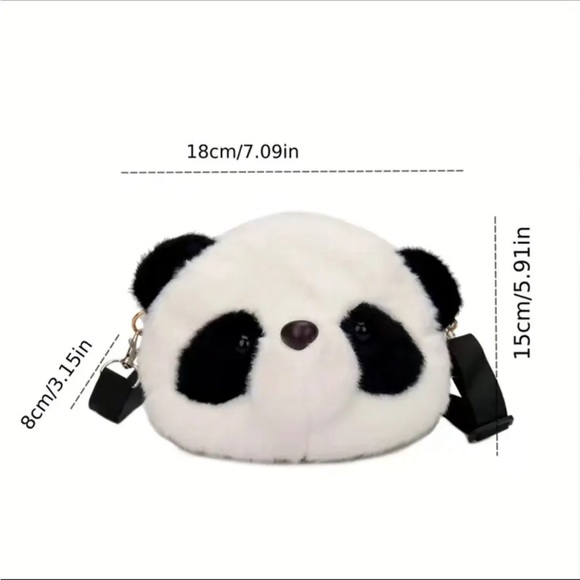 NWOT Cute Panda Face Plush Crossbody Bag Shoulder Bag Handbag Purse Animals - Picture 6 of 16